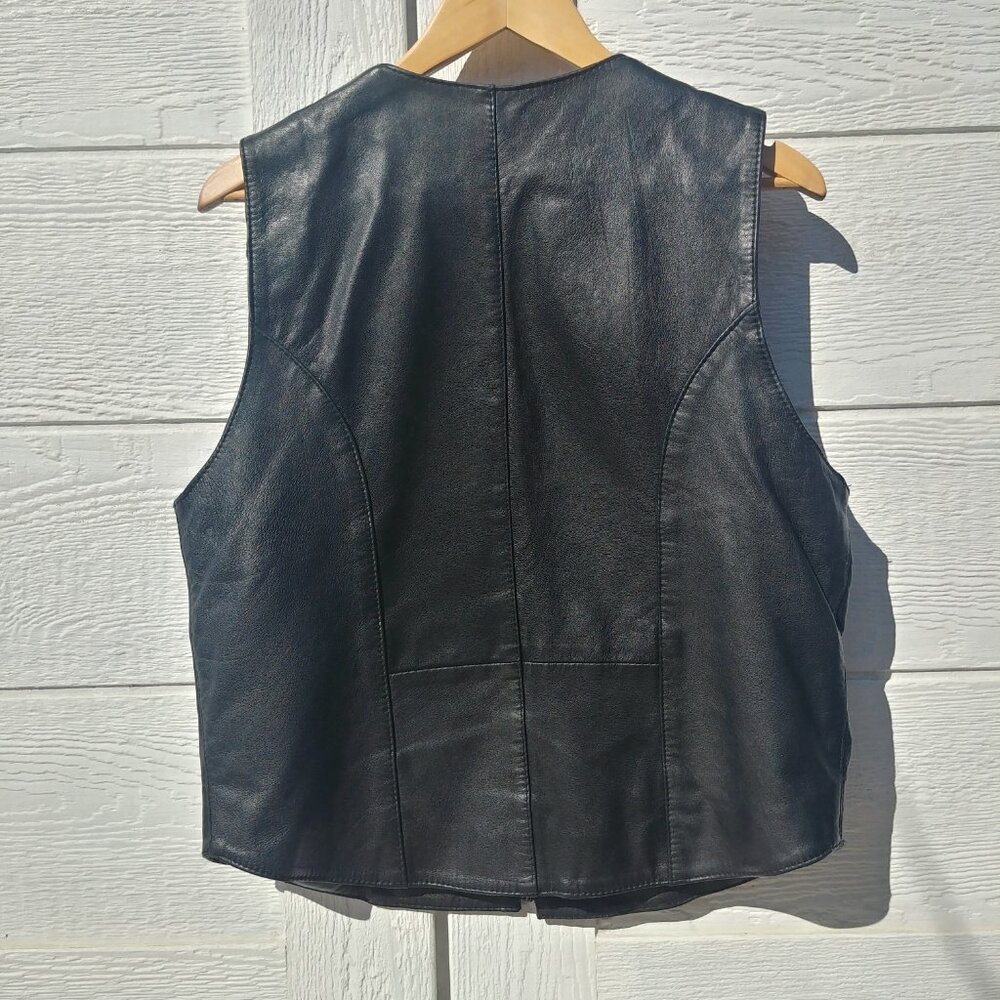 Real Leather Black Zipper Zip-up Vest Germany Fully Lined Mens Small S - Picture 4 of 13